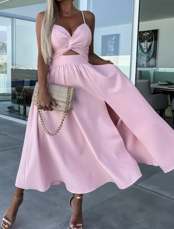 Women's Midi Dress White Dress Graduation Dress Slip Dress A Line Wedding Party Date Regular Fit Sleeveless Strap Black White Pink Fuchsia Summer
