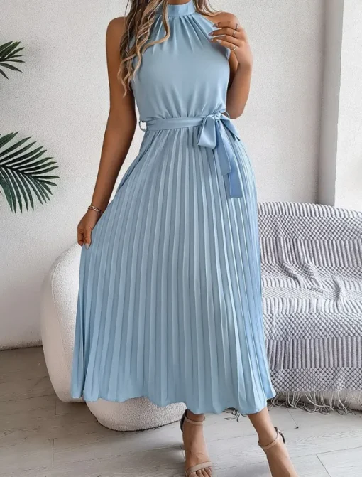 Women's Midi Dress Wrap Dress A Line Dress Pleated Dress Halter Dress Vacation Vacation Casual Daily Regular Fit Graphic Sleeveless Halter Neck Black Pink Wine Green Summer