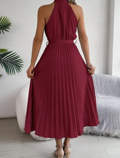 Women's Midi Dress Wrap Dress A Line Dress Pleated Dress Halter Dress Vacation Vacation Casual Daily Regular Fit Graphic Sleeveless Halter Neck Black Pink Wine Green Summer