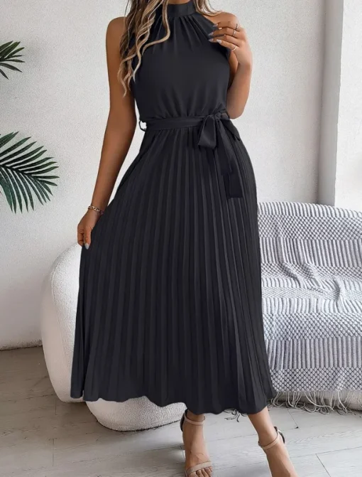 Women's Midi Dress Wrap Dress A Line Dress Pleated Dress Halter Dress Vacation Vacation Casual Daily Regular Fit Graphic Sleeveless Halter Neck Black Pink Wine Green Summer