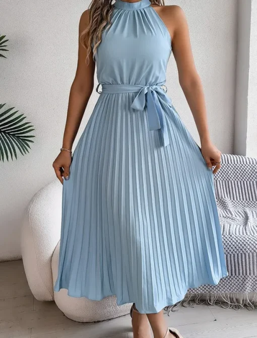 Women's Midi Dress Wrap Dress A Line Dress Pleated Dress Halter Dress Vacation Vacation Casual Daily Regular Fit Graphic Sleeveless Halter Neck Black Pink Wine Green Summer
