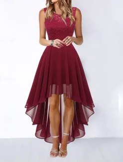 Women's Mini Dress A Line Dress Tulle Dress Elegant Party Cocktail Wedding Outdoor Party Regular Fit Graphic Sleeveless Crew Neck Pink Wine Khaki Gray Summer Spring