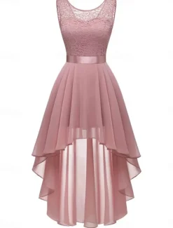 Women's Mini Dress A Line Dress Tulle Dress Elegant Party Cocktail Wedding Outdoor Party Regular Fit Graphic Sleeveless Crew Neck Pink Wine Khaki Gray Summer Spring