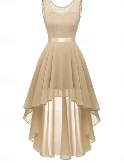 Women's Mini Dress A Line Dress Tulle Dress Elegant Party Cocktail Wedding Outdoor Party Regular Fit Graphic Sleeveless Crew Neck Pink Wine Khaki Gray Summer Spring