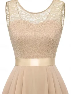 Women's Mini Dress A Line Dress Tulle Dress Elegant Party Cocktail Wedding Outdoor Party Regular Fit Graphic Sleeveless Crew Neck Pink Wine Khaki Gray Summer Spring