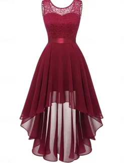 Women's Mini Dress A Line Dress Tulle Dress Elegant Party Cocktail Wedding Outdoor Party Regular Fit Graphic Sleeveless Crew Neck Pink Wine Khaki Gray Summer Spring