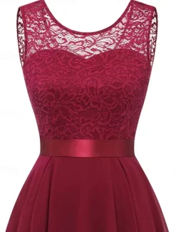 Women's Mini Dress A Line Dress Tulle Dress Elegant Party Cocktail Wedding Outdoor Party Regular Fit Graphic Sleeveless Crew Neck Pink Wine Khaki Gray Summer Spring