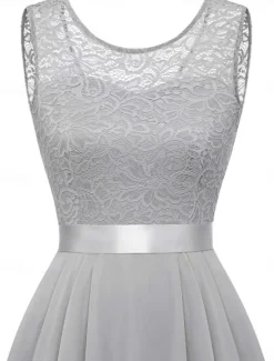 Women's Mini Dress A Line Dress Tulle Dress Elegant Party Cocktail Wedding Outdoor Party Regular Fit Graphic Sleeveless Crew Neck Pink Wine Khaki Gray Summer Spring