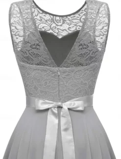 Women's Mini Dress A Line Dress Tulle Dress Elegant Party Cocktail Wedding Outdoor Party Regular Fit Graphic Sleeveless Crew Neck Pink Wine Khaki Gray Summer Spring