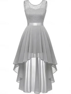 Women's Mini Dress A Line Dress Tulle Dress Elegant Party Cocktail Wedding Outdoor Party Regular Fit Graphic Sleeveless Crew Neck Pink Wine Khaki Gray Summer Spring