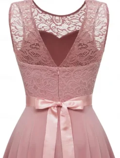 Women's Mini Dress A Line Dress Tulle Dress Elegant Party Cocktail Wedding Outdoor Party Regular Fit Graphic Sleeveless Crew Neck Pink Wine Khaki Gray Summer Spring