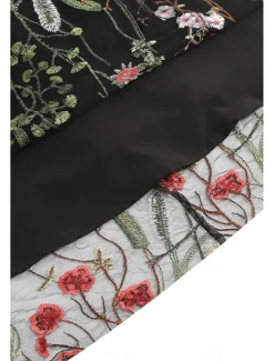 Women's Mini Dress A Line Dress Tulle Dress Elegant Party Cocktail Outdoor Party Wedding Guest Regular Fit Floral Short Sleeve Crew Neck Black White Red Blue Summer