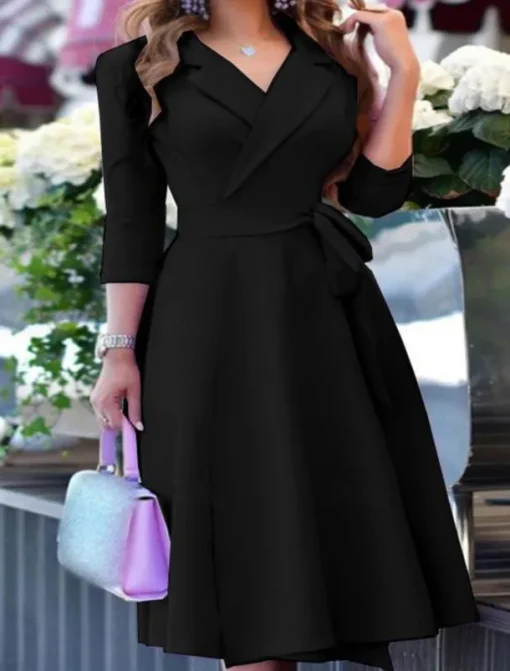Women's Mini Dress Blazer Dress Work Dresses Fit And Flare Dress Basic Casual Vacation Daily Regular Fit Graphic Long Sleeve Lapel Black Pink Wine Blue Summer