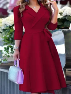 Women's Mini Dress Blazer Dress Work Dresses Fit And Flare Dress Basic Casual Vacation Daily Regular Fit Graphic Long Sleeve Lapel Black Pink Wine Blue Summer
