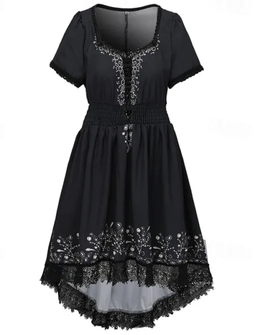 Women's Mini Dress Boho Dress Western Dress Fashion Classic Outdoor Vacation Holiday Regular Fit Flower Short Sleeve V Neck Black Dark Blue Summer