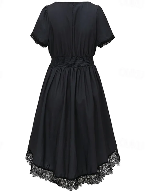 Women's Mini Dress Boho Dress Western Dress Fashion Classic Outdoor Vacation Holiday Regular Fit Flower Short Sleeve V Neck Black Dark Blue Summer