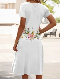 Women's Mini Dress Casual Dress Elegant Tropical Hawaiian Daily Regular Fit Floral Short Sleeve Crew Neck Pearl Black Pink Blue Summer