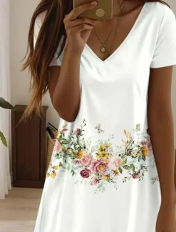 Women's Mini Dress Casual Dress Elegant Tropical Hawaiian Daily Regular Fit Floral Short Sleeve Crew Neck Pearl Black Pink Blue Summer