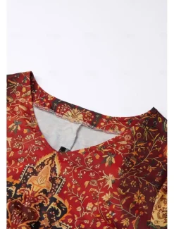 Women's Mini Dress Casual Dress Summer Dress Print Dress Active Fashion Streetwear Outdoor Vacation Daily Regular Fit Floral Short Sleeve V Neck Black White Red Burgundy Summer Spring