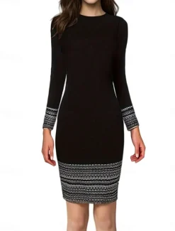 Women's Mini Dress Casual Dress Elegant Stylish Casual Loose Fit Long Sleeve Crew Neck Black Spring Fall Winter