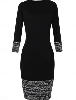 Women's Mini Dress Casual Dress Elegant Stylish Casual Loose Fit Long Sleeve Crew Neck Black Spring Fall Winter