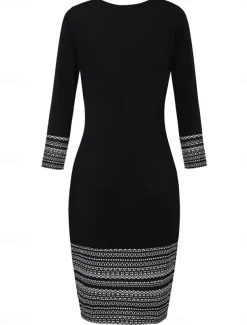 Women's Mini Dress Casual Dress Elegant Stylish Casual Loose Fit Long Sleeve Crew Neck Black Spring Fall Winter