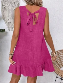 Women's Mini Dress Casual Dress Tank Dress Stylish Basic Casual Vacation Daily Regular Fit Plain Sleeveless Crew Neck Pink Blue Green Apricot Summer