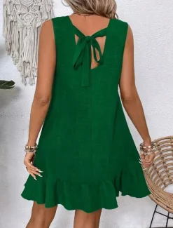 Women's Mini Dress Casual Dress Tank Dress Stylish Basic Casual Vacation Daily Regular Fit Plain Sleeveless Crew Neck Pink Blue Green Apricot Summer