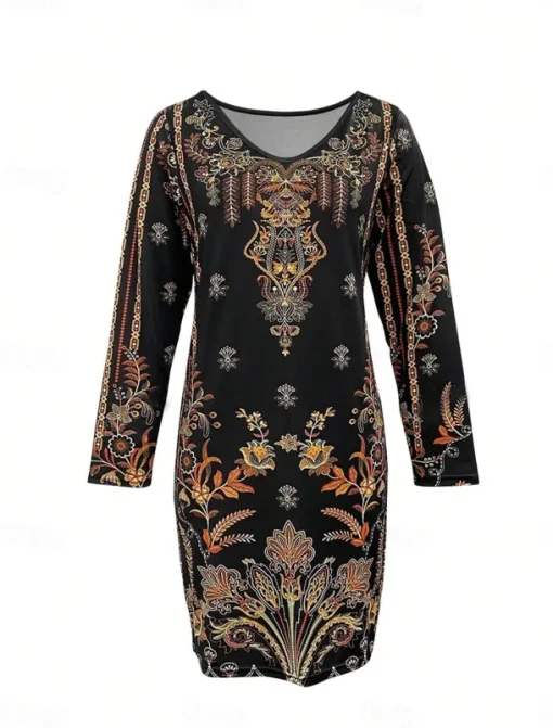 Women's Mini Dress Casual Dress Winter Dress Semi Formal Dress Mini Dress Petite Dress Casual Daily Cocktail Party Regular Fit Floral V Neck Black Fall Winter