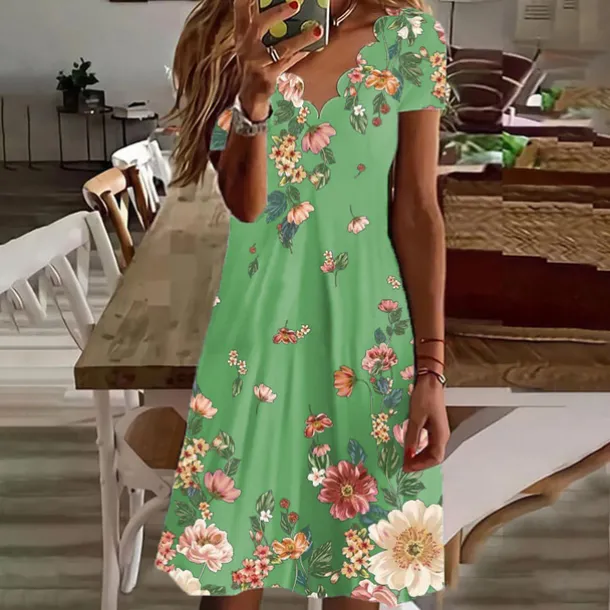 Women's Mini Dress Casual Dress Petite Dress Sundress A Line Dress Bohemia Tropical Sexy Vacation Casual Daily Regular Fit Floral Short Sleeve Sweetheart White Purple Green Summer Spring