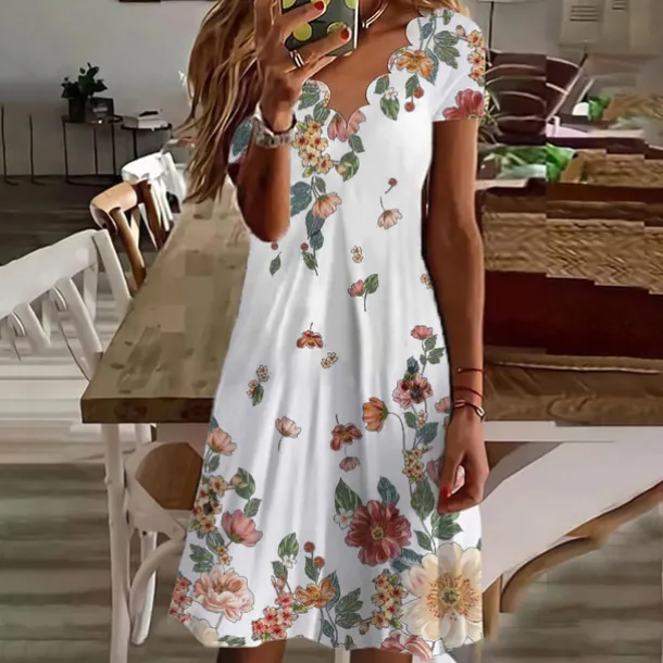 Women's Mini Dress Casual Dress Petite Dress Sundress A Line Dress Bohemia Tropical Sexy Vacation Casual Daily Regular Fit Floral Short Sleeve Sweetheart White Purple Green Summer Spring