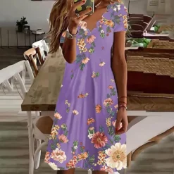 Women's Mini Dress Casual Dress Petite Dress Sundress A Line Dress Bohemia Tropical Sexy Vacation Casual Daily Regular Fit Floral Short Sleeve Sweetheart White Purple Green Summer Spring