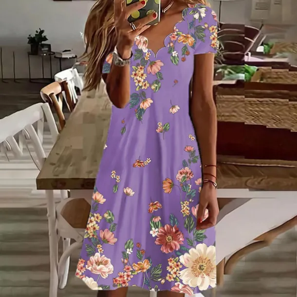 Women's Mini Dress Casual Dress Petite Dress Sundress A Line Dress Bohemia Tropical Sexy Vacation Casual Daily Regular Fit Floral Short Sleeve Sweetheart White Purple Green Summer Spring