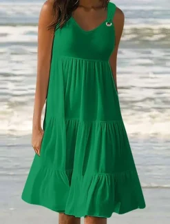 Women's Mini Dress Casual Dress Slip Dress Stylish Basic Casual Vacation Daily Regular Fit Plain Sleeveless V Neck Black White Yellow Pink Summer Spring