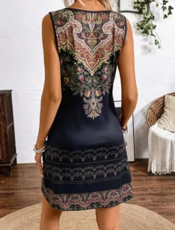 Women's Mini Dress Casual Dress Petite Dress Sundress Summer Dress Casual Vacation Daily Holiday Regular Fit Paisley Sleeveless V Neck Orange Summer