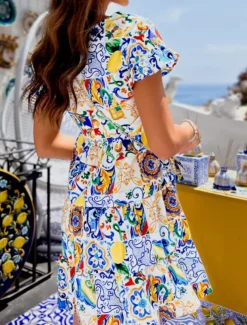Women's Mini Dress Casual Dress A Line Dress Stylish Casual Vacation Daily Regular Fit Floral Short Sleeve Crew Neck Yellow Blue Fuchsia Summer