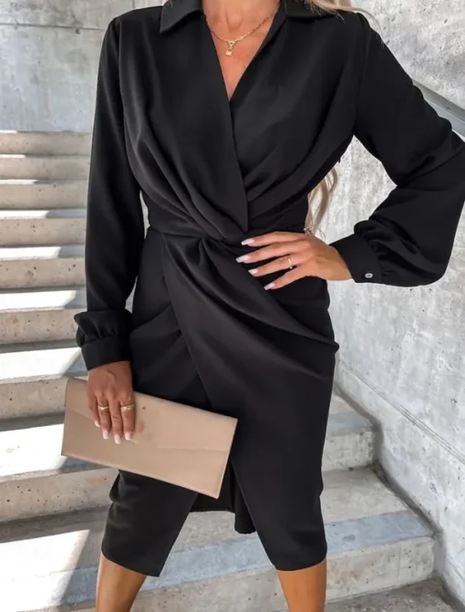 Women's Mini Dress Casual Dress Summer Dress Stylish Casual Vacation Daily Date Regular Fit Plain Long Sleeve Lapel Black White Green Summer Spring