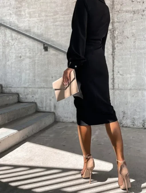 Women's Mini Dress Casual Dress Summer Dress Stylish Casual Vacation Daily Date Regular Fit Plain Long Sleeve Lapel Black White Green Summer Spring