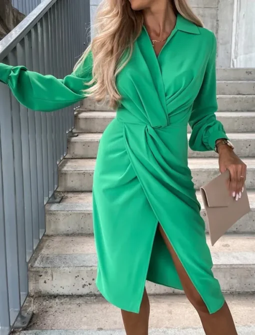 Women's Mini Dress Casual Dress Summer Dress Stylish Casual Vacation Daily Date Regular Fit Plain Long Sleeve Lapel Black White Green Summer Spring
