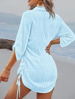 Women's Mini Dress Cut Out Dress Sexy Dress Elegant Casual Daily Regular Fit Solid Color Long Sleeve V Neck Black White Yellow Pink Fall