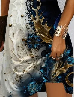 Women's Mini Dress Knit Dress Casual Dress T Shirt Dress Tee Dress Sundress Elegant Vacation Casual Beach Regular Fit Graphic Abstract Marble Short Sleeve V Neck Yellow Red Blue Purple Summer Spring