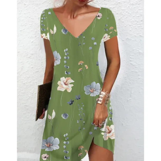 Women's Mini Dress Petite Dress Petite Dress T Shirt Dress Tee Dress Sundress Summer Dress Active Fashion Streetwear Outdoor Vacation Birthday Regular Fit Floral Short Sleeve V Neck Black