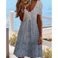 Women's Mini Dress Petite Dress Petite Dress T Shirt Dress Tee Dress Sundress Summer Dress Active Fashion Streetwear Outdoor Vacation Birthday Regular Fit Floral Short Sleeve V Neck Black