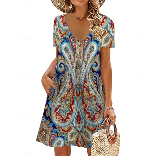 Women's Mini Dress Petite Dress Petite Dress T Shirt Dress Tee Dress Sundress Summer Dress Active Fashion Streetwear Outdoor Vacation Birthday Regular Fit Floral Short Sleeve V Neck Black