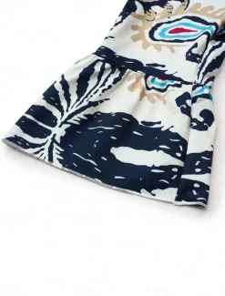 Women's Mini Dress Petite Dress Casual Dress Boho Dress Bohemia Vintage Ethnic Vacation Daily Regular Fit Floral Long Sleeve V Neck Blue Summer Spring