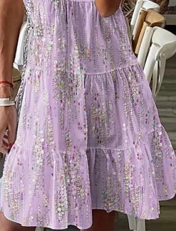 Women's Mini Dress Petite Dress Sundress Shift Dress Tank Dress Active Tropical Fashion Outdoor Vacation Holiday Regular Fit Floral Bohemian Sleeveless U Neck Pink Blue Green Summer Spring