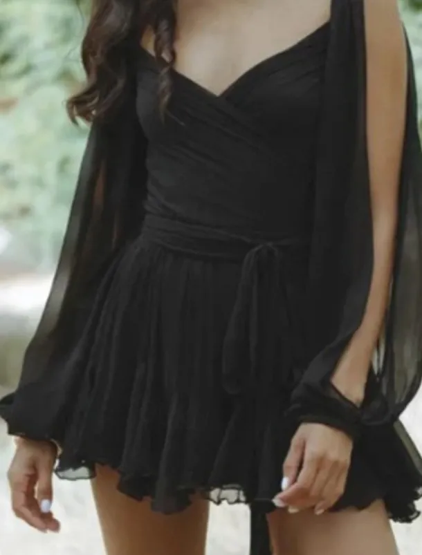 Women's Mini Dress Summer Dress Fashion Modern Outdoor Vacation Going out Regular Fit Plain Long Sleeve V Neck Black White Blue Dark Green Summer