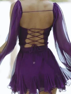 Women's Mini Dress Summer Dress Fashion Modern Outdoor Vacation Going out Regular Fit Plain Long Sleeve V Neck Black White Blue Dark Green Summer