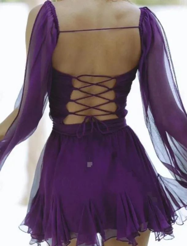 Women's Mini Dress Summer Dress Fashion Modern Outdoor Vacation Going out Regular Fit Plain Long Sleeve V Neck Black White Blue Dark Green Summer