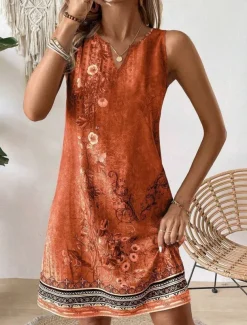 Women's Mini Dress Sundress Summer Dress Strapless Dress Casual Daily Regular Fit Floral Sleeveless V Neck Orange Summer